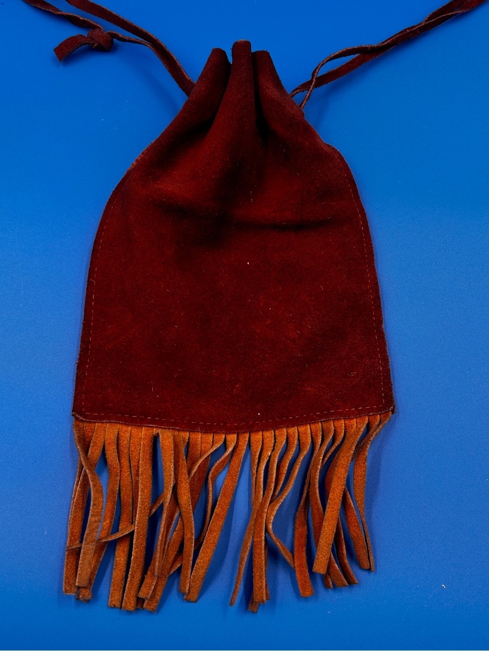 This is a vintage-style suede leather drawstring pouch,  "medicine bag